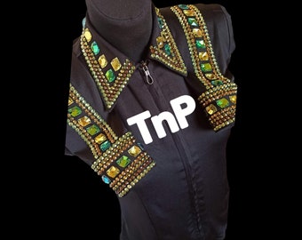 Stretchable Western Show Shirt: Rhinestone Showmanship Jacket