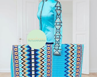 Handmade Wool Western Show Saddle Blanket: Oversized Ranch Pad