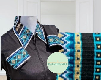 Handmade Wool Western Show Saddle Blanket: Oversized Ranch Pad (42x34)