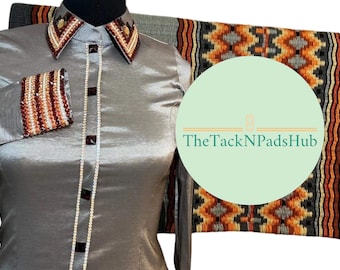 Handmade Wool Western Show Saddle Blanket: Oversized Ranch Pad (42x34)