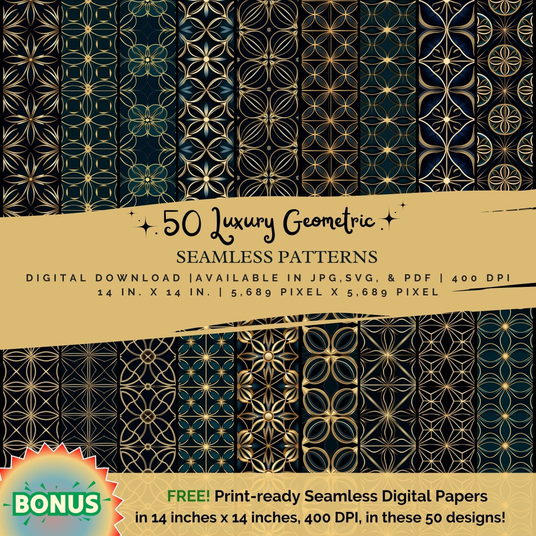 50 Luxury Geometric Seamless Patterns, Geometricpattern, Digital ...