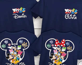 Personalized 2026 Disney Trip Shirts, Custom Family Vacation Tee, Matching Disneyland & Disneyworld Sweatshirt, Cute Cartoon Vacation Outfit