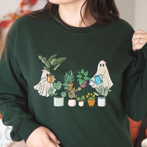 Ghost Plant Lady Shirt, Ghost Plant Sweatshirt, Plant Lover Gift, Halloween Ghost Sweatshirt, Halloween Gift, Plant Lover, Gardening Shirt image 4