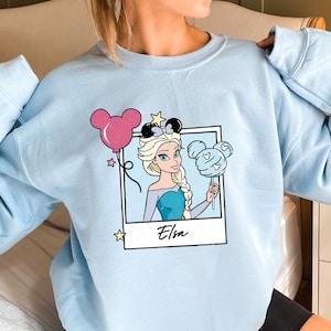 Retro Disney Princess Elsa Polaroid Girl Sweatshirt, Disney Princess Rapunzel Birthday Shirt, Girl Princess Belle Shirt, Disney Vacation Tee
