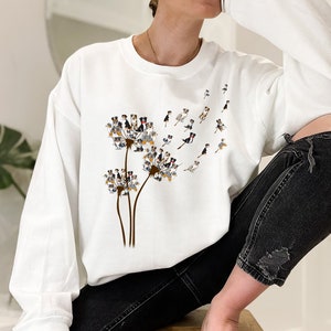 Australian Shepherd Dog Flower Fly Dandelion Sweatshirt, Funny Dog Lovers Shirt, Floral Cute Dog Shirt, Dog Lover Gifts Tee
