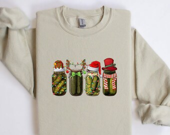 Christmas Pickle Sweatshirt, Pickle Lovers Shirt, Canning Season Shirt, Retro Christmas Pickles Sweatshirt, New Year Shirt, Pickles Crewneck