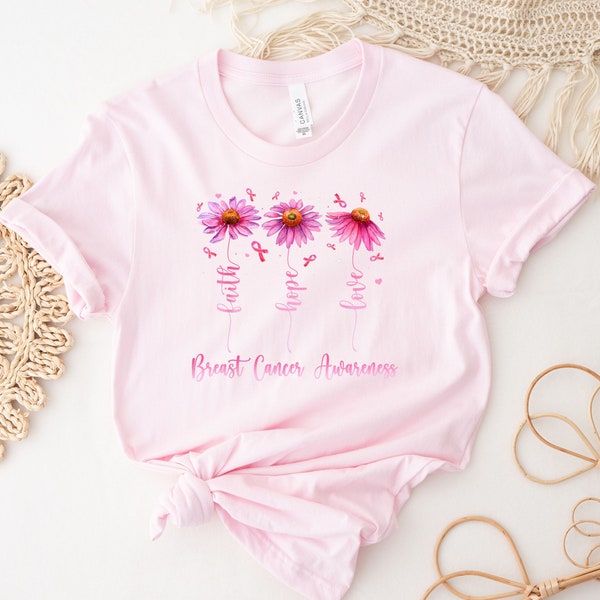 Breast Cancer Shirt, Daisy Faith Hope Love Breast Cancer Awareness Flower Ribbon Sweatshirt, Awareness Flower Breast Cancer Warrior
