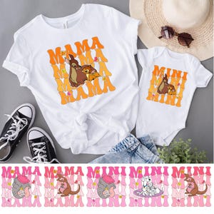 Mama and Mini Cartoon Shirts, Mother&#39;s Day T-shirt, Disney Mama Shirt, Disney Mini Shirt, Disney Mom and Daughter Matching Shirts