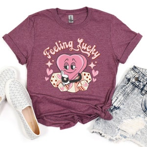 Feeling Lucky Shirt, Valentine&#39;s Day Sweatshirt, Valentine T-shirt, Lucky Love Shirt, Couple Shirt, Valentine&#39;s Day Gift, Cute Valentine Tee