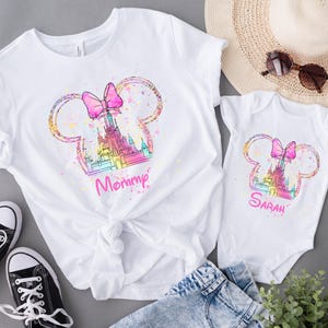 Custom Disney Watercolor Shirt, Disney Mother's Day Shirt, Mommy And Daughter Shirt, Disney Sweatshirt, Mama Mini Matching Shirt, Girls Trip