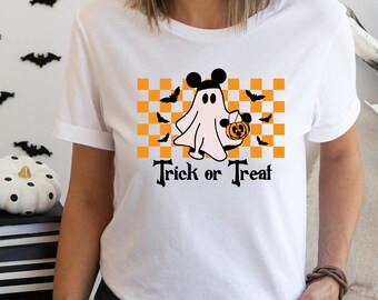 Disney Mickey Trick Or Treat Shirt, Happy Halloween Sweatshirt, Mouse Ghost Tee, Retro Halloween Shirt, Disney Masquerade, Halloween Costume