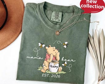 Comfort Colors® Custom Mama Bear Shirt, Grandma Bear T-shirt, Auntie Bear Shirt, Mother's Day T-shirt, Winnie the Pooh Momma Shirt