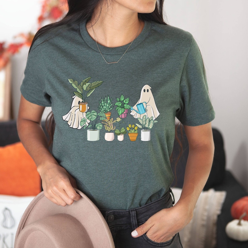 Ghost Plant Lady Shirt, Ghost Plant Sweatshirt, Plant Lover Gift, Halloween Ghost Sweatshirt, Halloween Gift, Plant Lover, Gardening Shirt image 1