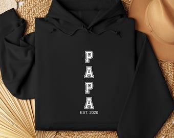 Personalised Papa Shirt  With Date, Custom Father T-Shirt, Expecting Dad Announcement Tee, Father’s Day Hoodie, Custom Dad Sweatshirt