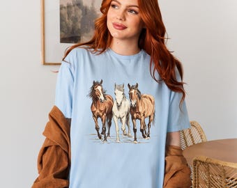 Western Horse T-shirt, Cute Western Horses Sweatshirt, Horse Lovers T-shirt, Trendy Western Gift, Country Concert Sweatshirt