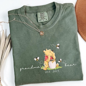 Comfort Colors® Custom Grandma Bear Shirt, Mama Bear T-shirt, Winnie the Pooh Mothers Days Gift, Pregnancy Announcement Tee, Mimi Pooh Bear