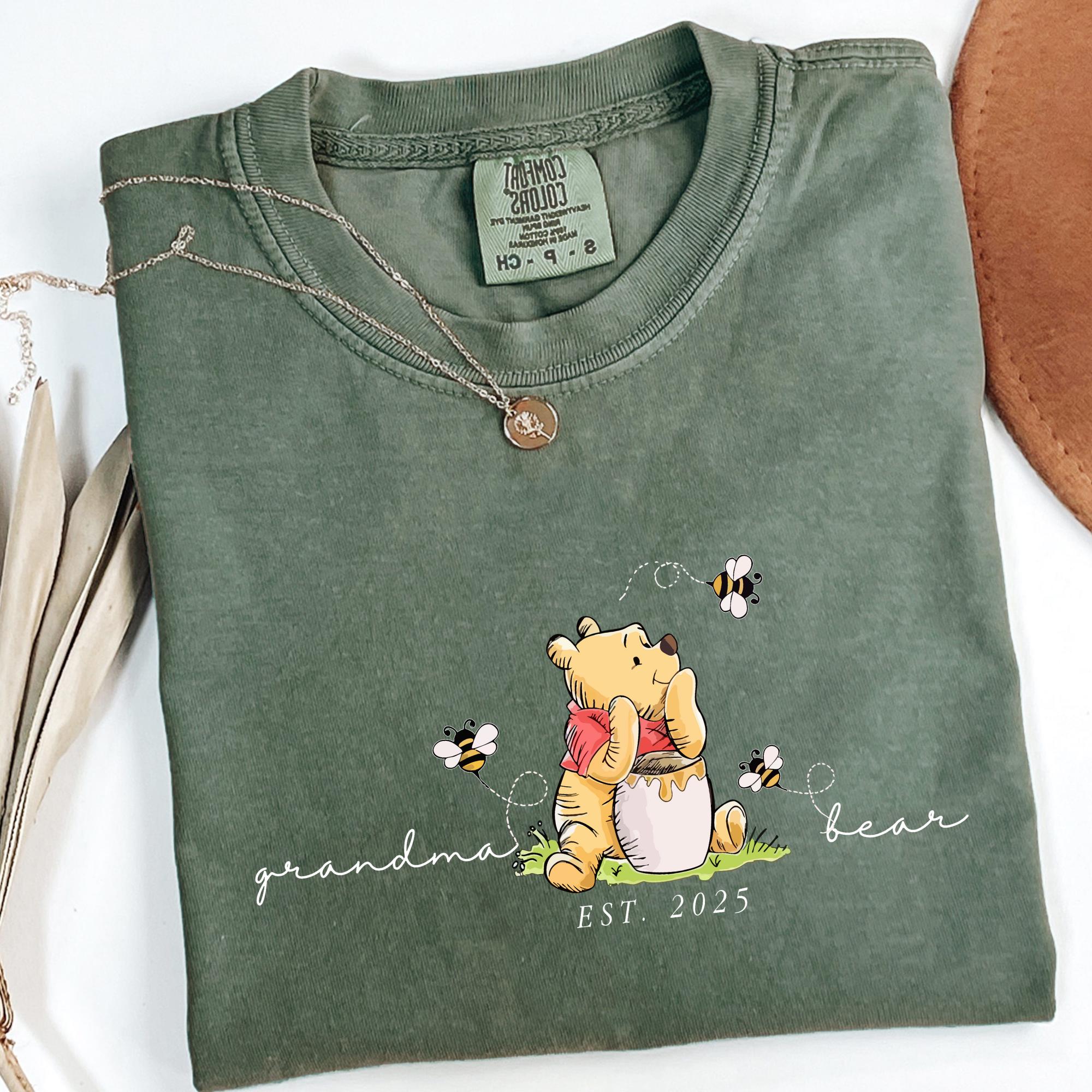 Comfort Colors® Custom Grandma Bear Shirt, Mama Bear T-shirt, Winnie the Pooh Mothers Days Gift, Pregnancy Announcement Tee, Mimi Pooh Bear