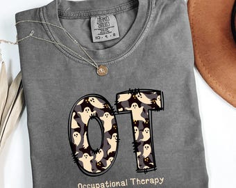 Camiseta de terapia ocupacional fantasma Comfort Colors®, camiseta de terapia ocupacional de Halloween, camiseta de terapeuta ocupacional, camiseta de asistente de terapia ocupacional