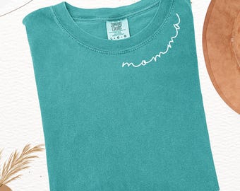Comfort Colors® Custom Neckline Shirt, Mama Grandma Gigi Tee, Personalized Momma Shirt, Custom Auntie Gift Tee T-shirt, Name Text Top