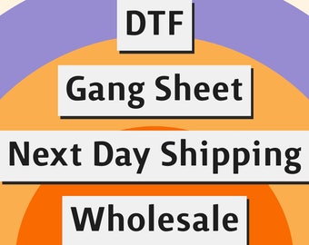 May include: A diagram showing different levels of service offered by a business. The outermost circle is labeled "DTF", the next circle is labeled "Gang Sheet", the next circle is labeled "Next Day Shipping", and the innermost circle is labeled "Wholesale".