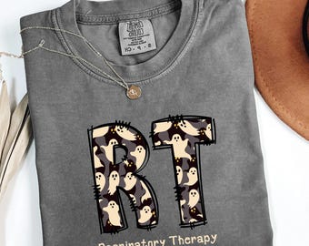 Comfort Colors® Ghost Respiratory Therapist T-shirt, Halloween Respiratory Therapy Shirt, Halloween Gifts For Healthcare Worker, Lungs Shirt