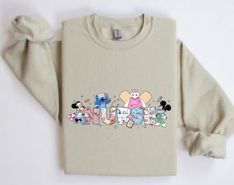 Disney Nurse Shirt, Disney Characters Nursing School Sweatshirt, Minnie Nurse Week Shirt, Nurse Disneyland Trip, Mouse And Friends Nurse Tee
