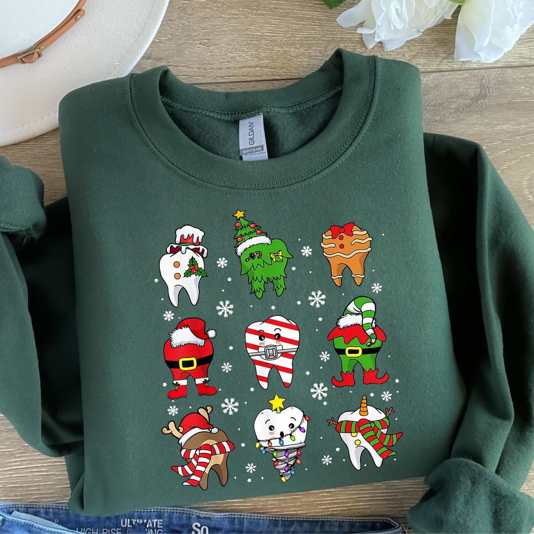 T-shirt "Dental Squad Christmas" Pour Dentiste - Cadeau De Noël Ou Diplôme Unisex | T-shirt Humour Dentaire Bella + Canvas