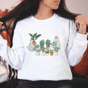 Ghost Plant Lady Shirt, Ghost Plant Sweatshirt, Plant Lover Gift, Halloween Ghost Sweatshirt, Halloween Gift, Plant Lover, Gardening Shirt image 2