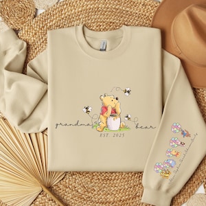 Custom Grandma Bear Shirt, Grandma Bear Sweatshirt, Mother's Day Gift, Winnie the Pooh Mothers Day T-shirt, Mama Bear Sweater with kid names