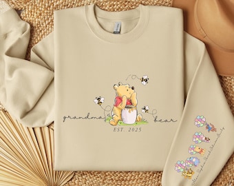 Custom Grandma Bear Shirt, Grandma Bear Sweatshirt, Mother's Day Gift, Winnie the Pooh Mothers Day T-shirt, Mama Bear Sweater with kid names