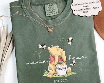 Comfort Colors® Custom Mama Bear Shirt, Grandma Bear T-shirt, Auntie Bear Shirt, Mother&#39;s Day T-shirt, Winnie the Pooh Momma Shirt