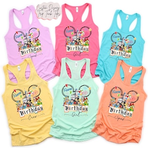 Custom Disney Birthday Matching Tank Tops, Disney Birthday Girl Tank, Mickey & Friends Tanktops, Birthday Youth Tank Top, Birthday Crew Tank
