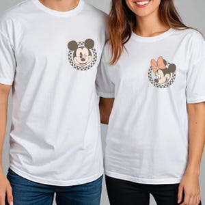 Mickey and Minnie Couples Shirt, Mickey Checkered T-Shirt, Minnie Checkered Shirt, Retro Disney Shirt, Disney Trip Tee, Disneyworld Shirt