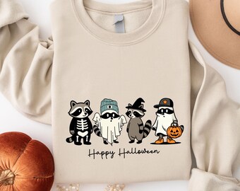 Spooky Raccoon Shirt, Feral Raccoon T-shirt, Funny Ghost Raccoon Sweatshirt, Vintage Fall Tshirt, Spooky Season Raccoon Tee