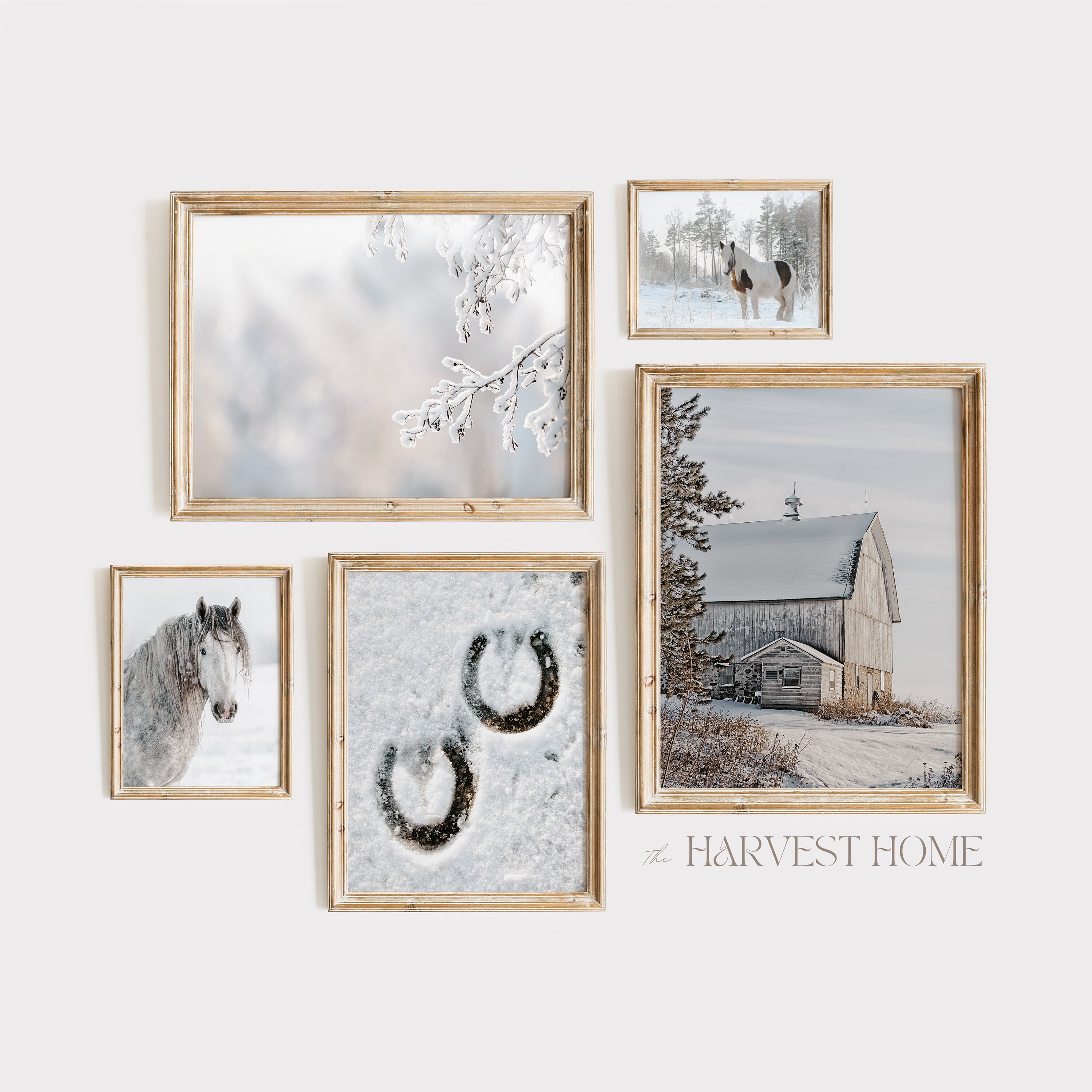 Farmhouse Gallery Set, Rustic Winter Decor, Horse Set of Prints, Rustic ...