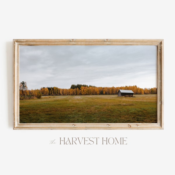 Samsung Frame TV Art | Autumn Farm Scenery TV Decor | Farmhouse Fall Photo | Barn In Autumn Meadow TV Art