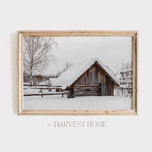 Snow Covered Barn Wall Art, Farmhouse Holiday Art, Rustic Winter Scenery, Barn Photography, Fresh Snowfall, Farm Landscape, Wooden Barn Art