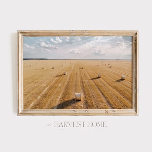 Hay Field Harvest Wall Art, Farmhouse Decor, Summer Scenery Poster, Hay Field Printable, Rustic Wall Art