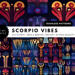 Mystical Abstract Seamless Pattern Bundle - Scorpio Vibes - Digital Wallpaper - Instant Download - Astrology - Astrological - Purple