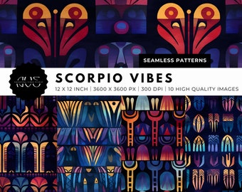 Mystical Abstract Seamless Pattern Bundle - Scorpio Vibes - Digital Wallpaper - Instant Download - Astrology - Astrological - Purple