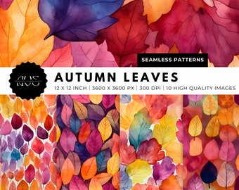 Autumn Leaves: Digital seamless pattern, instant download, digital wallpaper, digital background, printable paper set, image bundle