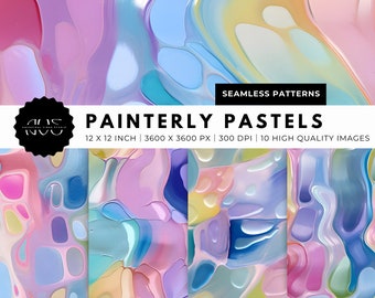 Painterly Pastels - Abstract Seamless Pattern - Digital Download - Printable Paper Set - Instant Download