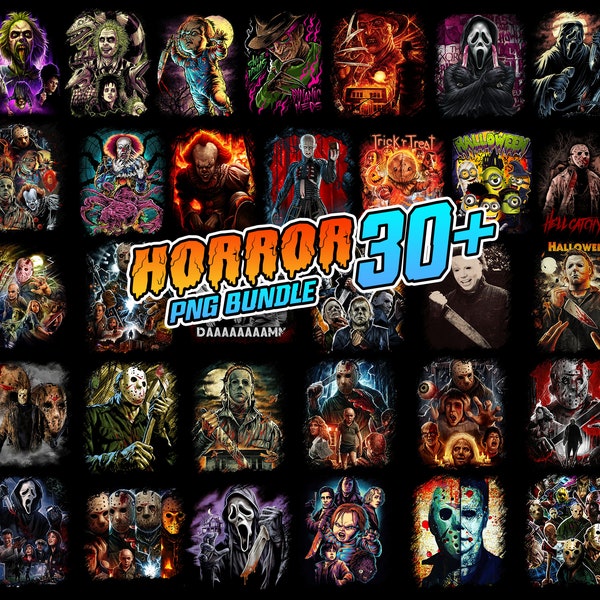 30+ Designs Horror Character Png Bundle, Horror Movie Png Sublimation, Horror Png Clipart Sublimation Digital Download