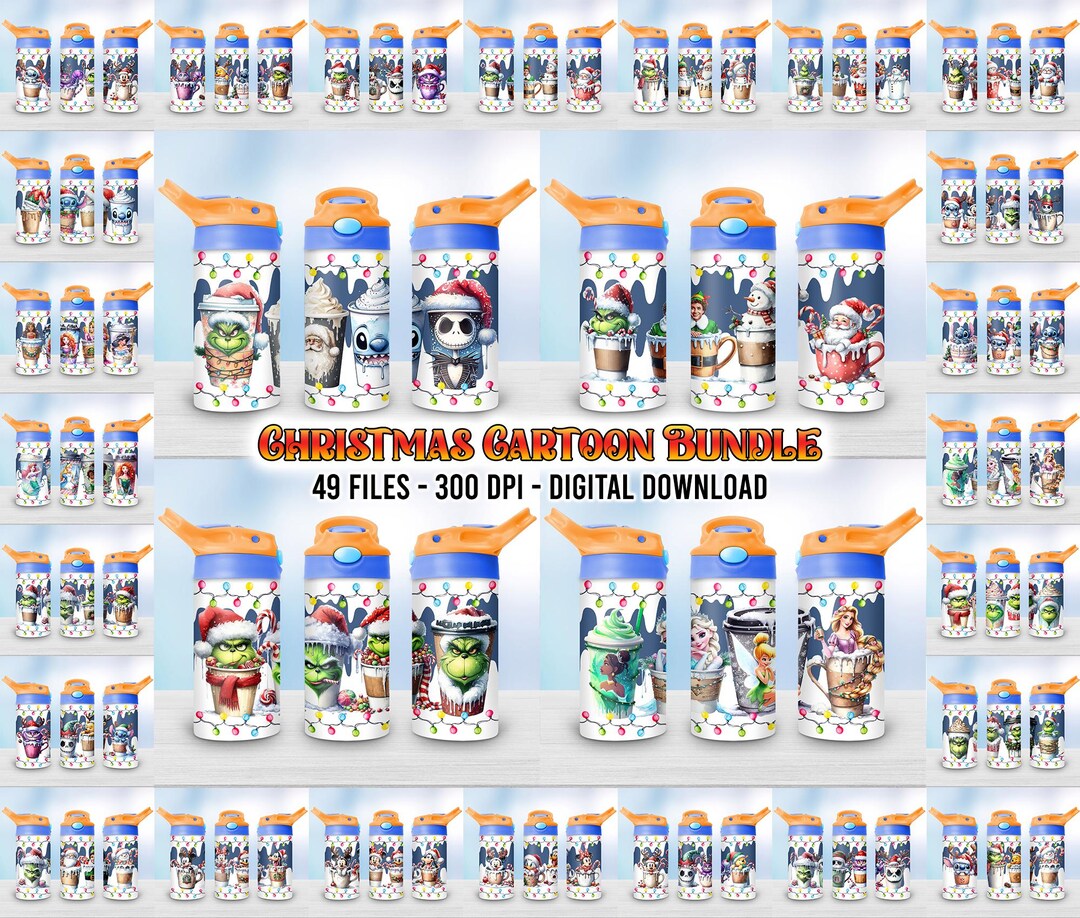49 Christmas Cartoon 12oz Kid Tumbler Wrap Sublimation, Christmas 12oz