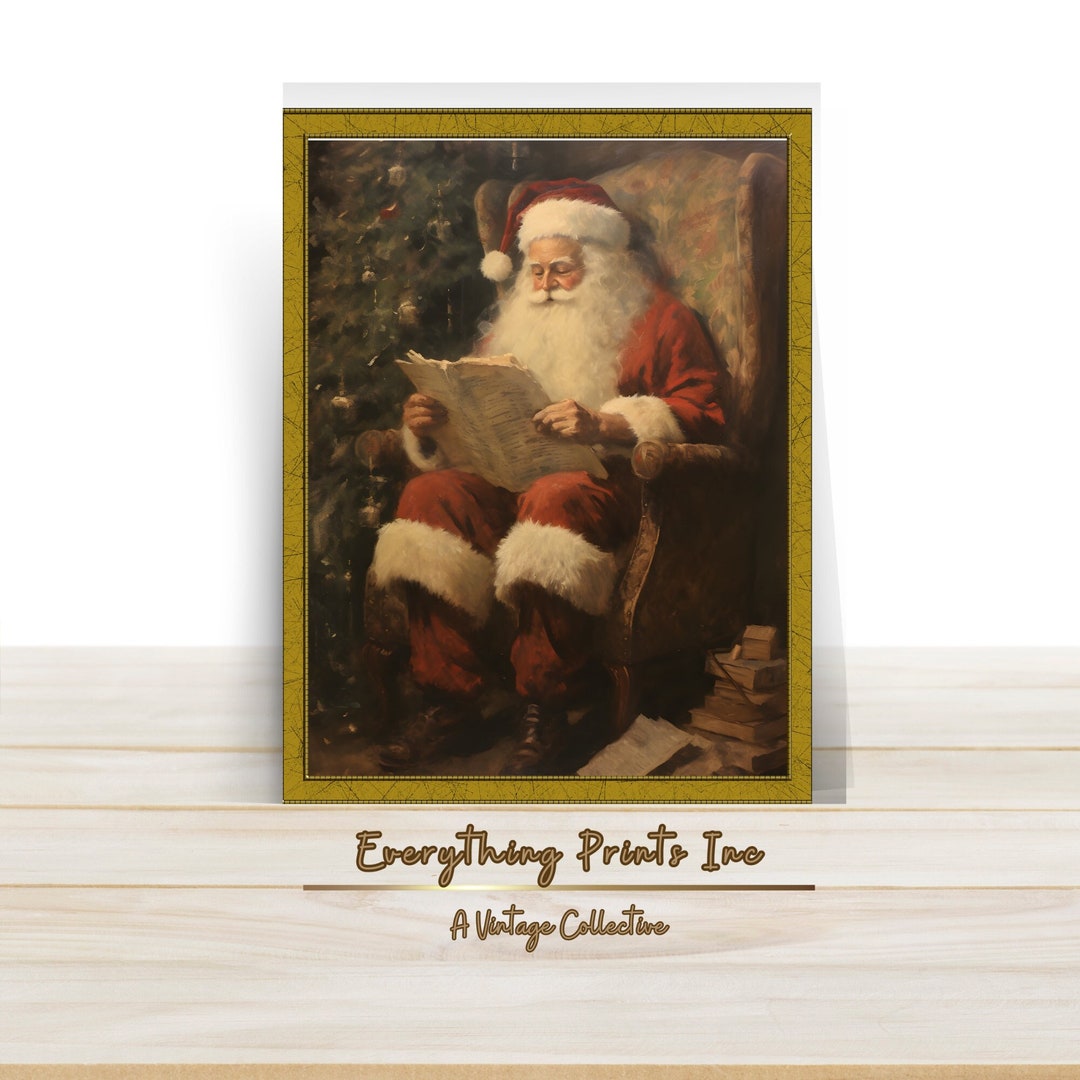 PRINTABLE VINTAGE SANTA Santa Claus Antique Painting Retro - Etsy
