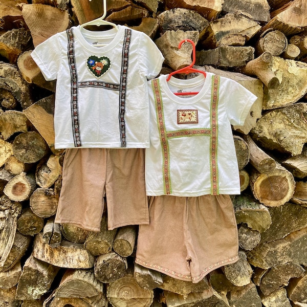 Matching Toddler Brothers Sibling Traditional Lederhosen Bavarian Oktoberfest Attire; German Halloween Costume