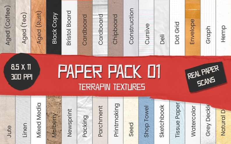Paper Texture Names Paper Pack + Looping Textures (vol. 1) - Etsy