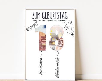 Cash gift for 18th birthday PDF | Wish-fulfiller | Last-minute gift | Digital download | Gift idea for 18th birthday | DIY to print