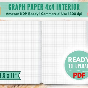 KDP Interior - Graph Paper 4x4 Pages | 8.5x11" | 120 Pages | Ready to Upload PDF | Bleed | Tested on Amazon | Commercial Use