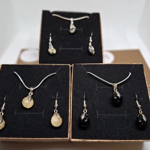 Sterling Silber Schmuck Sets, Citrin, Obsidian, Serpentin